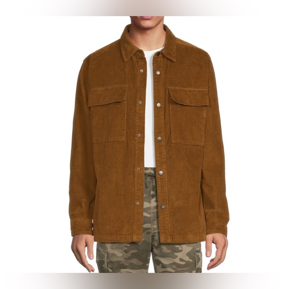 No Boundaries Men's S (34-36) Brown Corduroy Snap Button Oversized Shirt Jacket - Picture 15 of 17